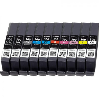 Canon PFI-300 cartuccia d'inchiostro 10 pz Originale Nero, Blu, Ciano, Grigio, Magenta, Nero per foto, Magenta per foto, Rosso, Giallo [4192C008]