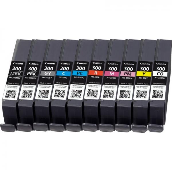 Canon PFI-300 cartuccia d'inchiostro 10 pz Originale Nero, Blu, Ciano, Grigio, Magenta, Nero per foto, Magenta per foto, Rosso, Giallo [4192C008]