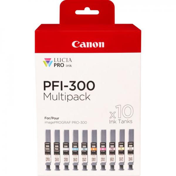 Canon PFI-300 cartuccia d'inchiostro 10 pz Originale Nero, Blu, Ciano, Grigio, Magenta, Nero per foto, Magenta per foto, Rosso, Giallo [4192C008]