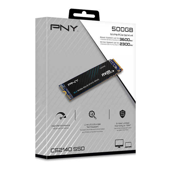 PNY CS2140 M.2 500 GB PCI Express 4.0 3D NAND NVMe [M280CS2140-500-RB]