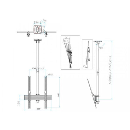 ITB MB6126 supporto da tavolo per Tv a schermo piatto 190,5 cm (75") Viti Nero [MB6126]