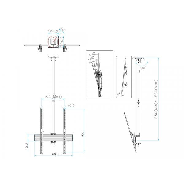 ITB MB6126 supporto da tavolo per Tv a schermo piatto 190,5 cm (75") Viti Nero [MB6126]