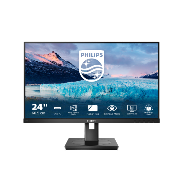 Philips S-Line - 24 inch - Full HD IPS LED Monitor - 1920x1080 - USB-C Dock - Pivot / HAS / RJ45 [243S1/00]