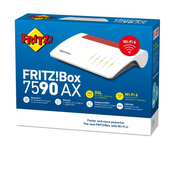 AVM B2B  FRITZ!Box 7590AX. Modem Router Wireless e centralino telefonico DECT integrato - no ISDN [20002999-B2B]