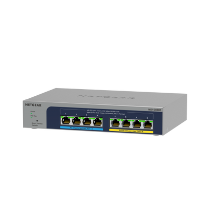 NETGEAR 8-port Ultra60 PoE++ Multi-Gigabit (2.5G) Ethernet Plus Switch Gestito L2/L3 2.5G Ethernet (100/1000/2500) Supporto Power over Ethernet (PoE) Grigio [MS108EUP-100EUS]