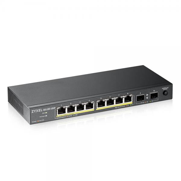 ZYXEL SWITCH UNMANAGED, 8XGB POE EROG.FINO 120W, 2X SFP GIGABIT,SENZA VENTOLE, DESKTOP [GS1100-10HP-EU0102F]