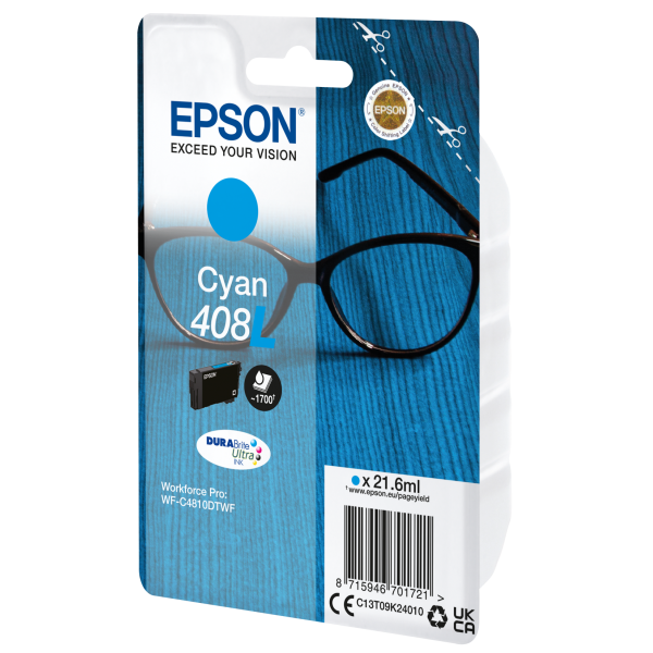 CARTUCHO EPSON CIAN 408L TINTA DURABRITE ULTRA [C13T09K24010]
