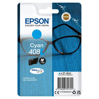 CARTUCHO EPSON CIAN 408L TINTA DURABRITE ULTRA [C13T09K24010]