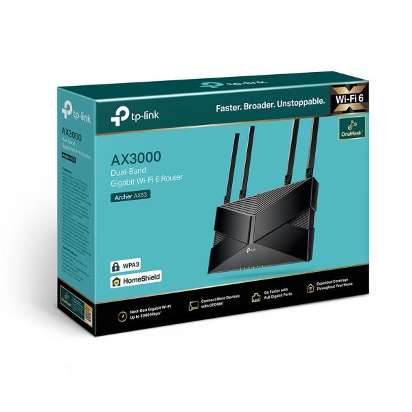 Tp-link Archer AX53 wireless router Gigabit Ethernet Dual-band (2.4 GHz / 5 GHz) Black [ARCHERAX53]