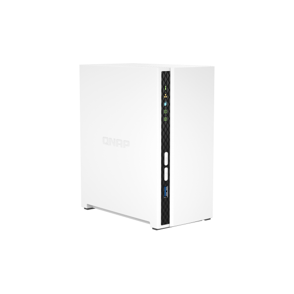 Qnap ARM 4-core Cortex-A55 NAS Mini Tower - 2x 3.5 Inch Bays - 2GB RAM - 4GB Flash - White [TS-233]