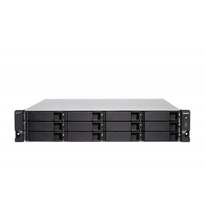QNAP NAS - 18-Bay SATA 6Gbps (12 x 3.5" + 6 x 2.5") 2U NAS, Intel Xeon D-1622 4 cores / 8 threads up to 3.20 GHz, 32GB ECC DDR4 RAM (4 x DIMMs, max 128GB total), 4 x 2.5GbE RJ45 LAN, 2 x 10GbE SFP+ Sm [TS-h1886XU-RP-R2-D1622-32G]
