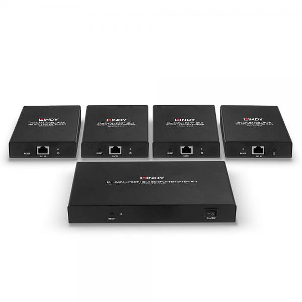 LINDY No. 38262 - Extender Cat.6 Splitter HDMI 4K60 & IR 4 Porte, 70m [LIN-38262]