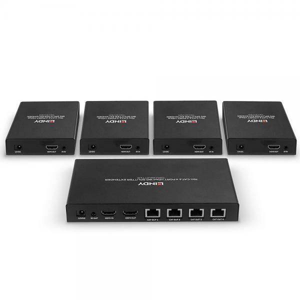 LINDY No. 38262 - Extender Cat.6 Splitter HDMI 4K60 & IR 4 Porte, 70m [LIN-38262]