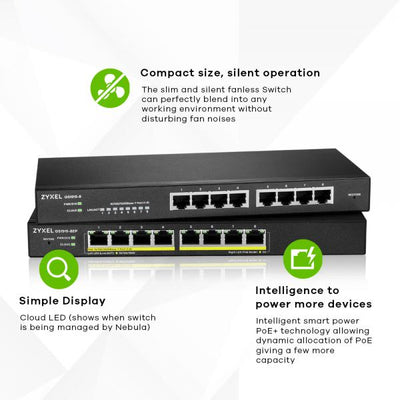 Zyxel GS1915-8EP Gestito L2 Gigabit Ethernet (10/100/1000) Supporto Power over Ethernet (PoE) Nero [GS1915-8EP-EU0101F]