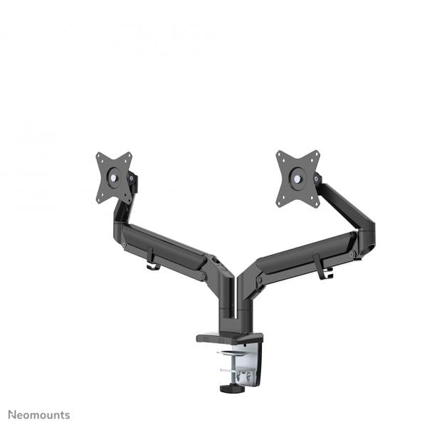 Neomounts Dual Monitor Arm - 17-32inch - 1-9 kg/screen - Gas Spring - 180 Degrees -Stop Mechanism - Space Saving T-Rex Model - Black [DS70-810BL2]