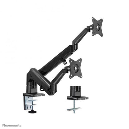 Neomounts Dual Monitor Arm - 17-32inch - 1-9 kg/screen - Gas Spring - 180 Degrees -Stop Mechanism - Space Saving T-Rex Model - Black [DS70-810BL2]