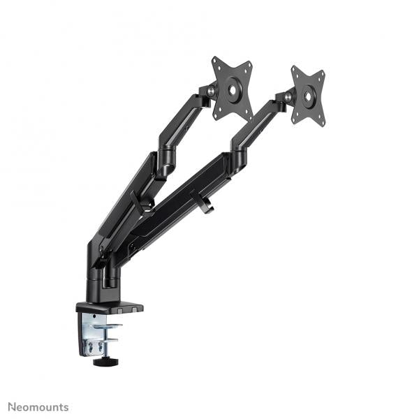 Neomounts Dual Monitor Arm - 17-32inch - 1-9 kg/screen - Gas Spring - 180 Degrees -Stop Mechanism - Space Saving T-Rex Model - Black [DS70-810BL2]