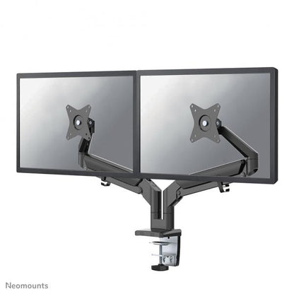 Neomounts Dual Monitor Arm - 17-32inch - 1-9 kg/screen - Gas Spring - 180 Degrees -Stop Mechanism - Space Saving T-Rex Model - Black [DS70-810BL2]