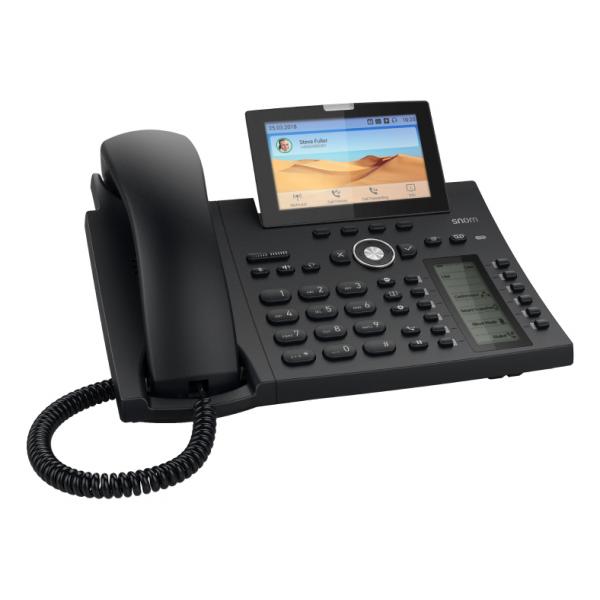 Snom D385N Enterprise IP Phone Black: 12 SIP accounts, 2 PoE Gigabit ports, 12 physical keys, 24 BLF. D385 version WITHOUT BLUETOOTH. (PSU not included) [00004600]