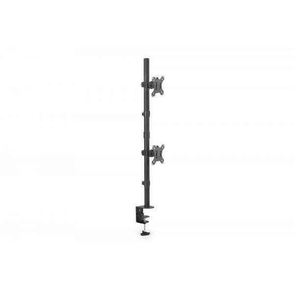 Digitus Universal Dual Monitor Mount - Vertical - 17-32inch - Max Weight 2 x 8 kg - Clamp & Grommet - Black [DA-90438]