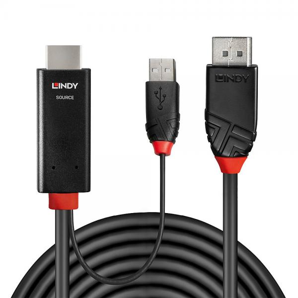Lindy 41499 cavo e adattatore video 2 m HDMI + USB Type-A DisplayPort Nero [LINDY41499]