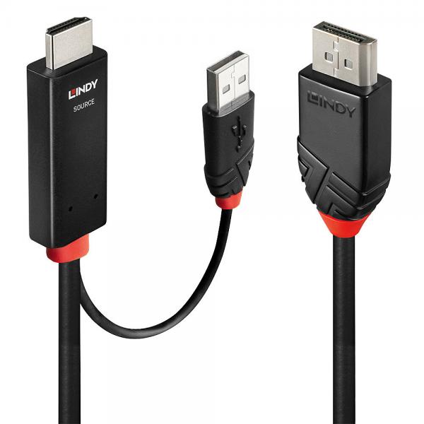 Lindy 41499 cavo e adattatore video 2 m HDMI + USB Type-A DisplayPort Nero [LINDY41499]