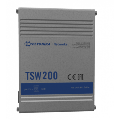 Teltonika - TSW200 Switch 8 porte PoE+ unmanaged con 2 porte SFP, 240W di power budget (without Din Rail) [TSW2000000B0]