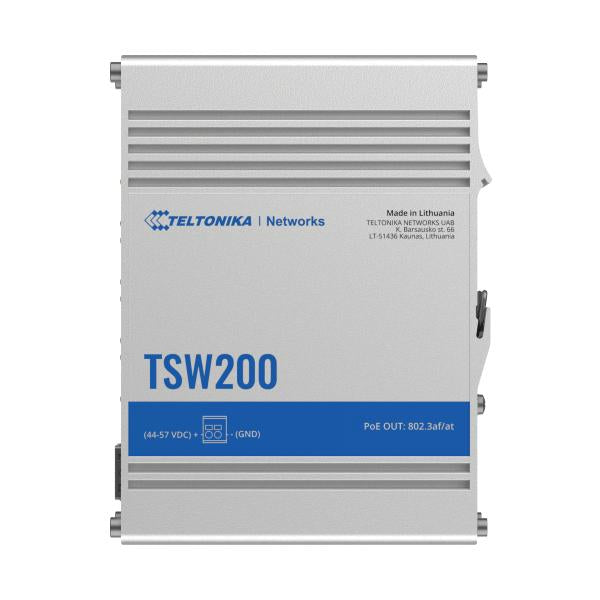 Teltonika - TSW200 Switch 8 porte PoE+ unmanaged con 2 porte SFP, 240W di power budget (without Din Rail) [TSW2000000B0]