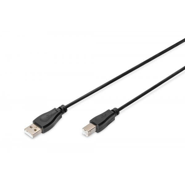 Digitus USB connection cable - type A - B M/M - 1.8m - USB 2.0 suitable - Black [AK-300102-018-S]