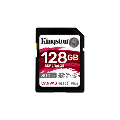 Kingston Technology 128GB Canvas React Plus SDXC UHS-II 300R/260W U3 V90 for Full HD/4K/8K [SDR2/128GB]