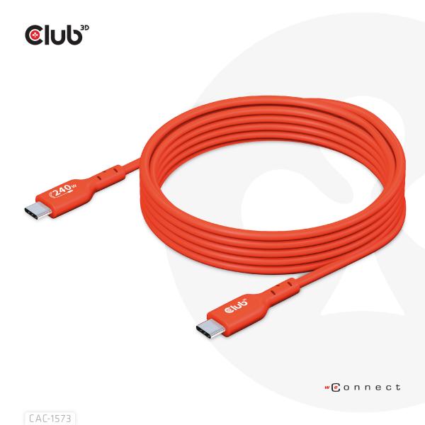 CLUB3D USB2 TYPE-C BI-DIRECTIONAL CABLE, DATA 480MB, PD 240W(48V/5A) EPR M/M 2M/6.56FT [CAC-1573]