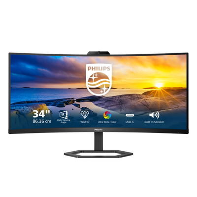 PHILIPS MONITOR CURVO 34 WLED VA 21:9 UWQHD 4MS, DP/HDMI, USB-C DOCKING, WEBCAM, REG ALTEZZA, MULTIM [34E1C5600HE]