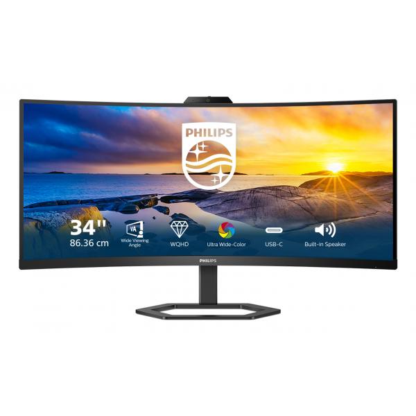 PHILIPS MONITOR CURVO 34 WLED VA 21:9 UWQHD 4MS, DP/HDMI, USB-C DOCKING, WEBCAM, REG ALTEZZA, MULTIM [34E1C5600HE]