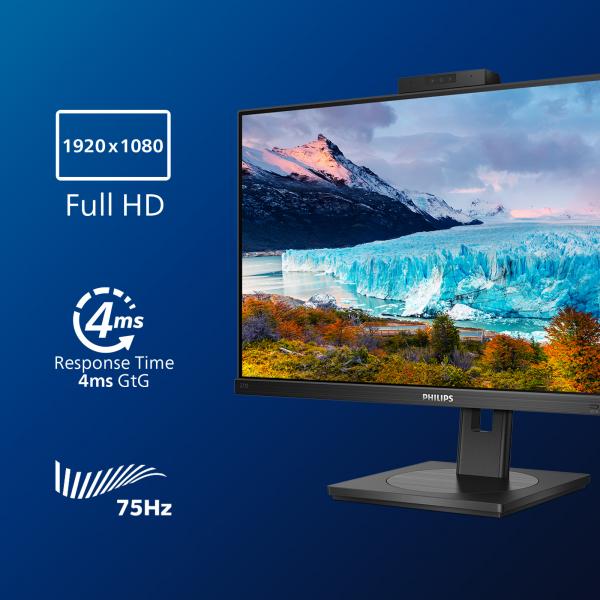 PHILIPS MONITOR 27 LED IPS 16:9 FHD 4MS 250 CDM, VGA / DVI-D / HDMI / DP PIVOT, WEBCAM MULTIMEDIALE [272S1MH]