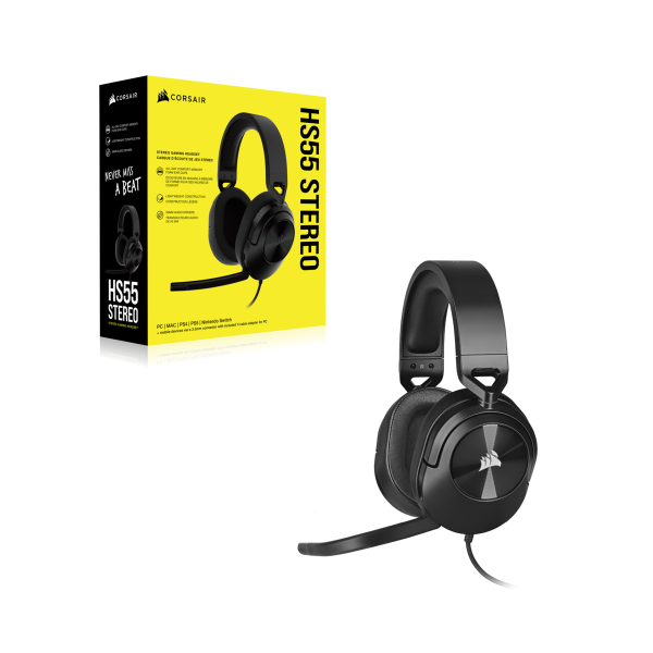 CORSAIR CUFFIE HS55 STEREO, CARBONIO [CA-9011260-EU]