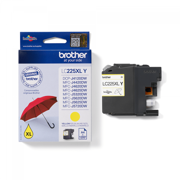 Brother LC225XLY cartuccia d'inchiostro 1 pz Originale Resa elevata (XL) Giallo [LC225XLY]