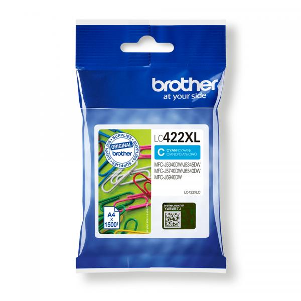 BROTHER CART INK CIANO, 422XL, 1500 PAG [LC422XLC]