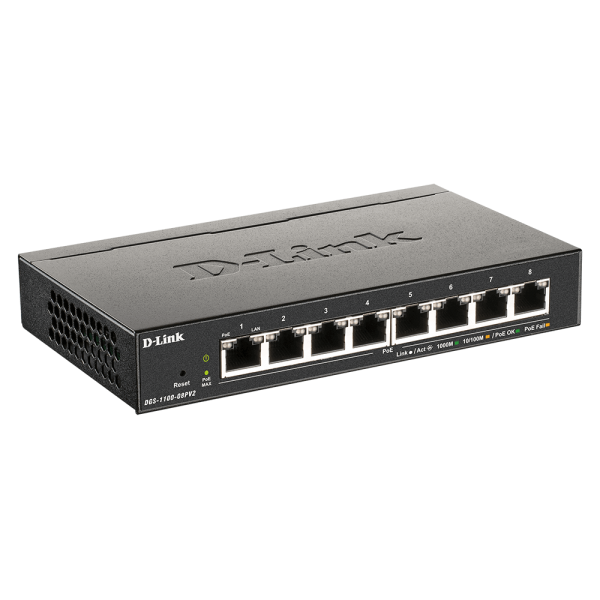 D-Link DGS-1100-08PV2 Gestito L2/L3 Gigabit Ethernet (10/100/1000) Supporto Power over Ethernet (PoE) Nero [DGS-1100-08PV2/E]