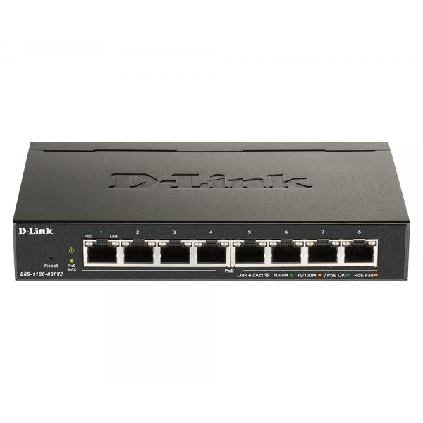 D-Link DGS-1100-08PV2 Gestito L2/L3 Gigabit Ethernet (10/100/1000) Supporto Power over Ethernet (PoE) Nero [DGS-1100-08PV2/E]