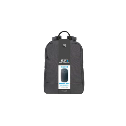 TUCANO ZAINO + MOUSE WIRELESS BUNDLE,PER LAPTOP FINO 15,6,CON TASCA FRONTALE E LATERALI [BU-TL-BKBTK-WM-BK]