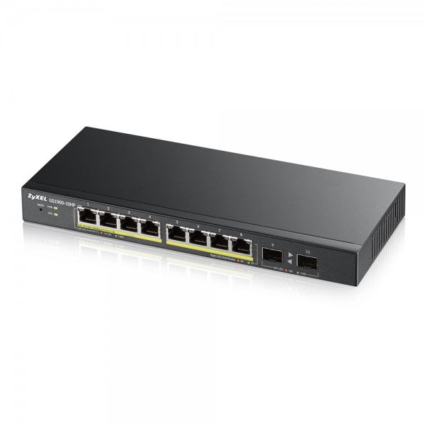 Zyxel 8-Port Smart Managed Gigabit PoE+ Switch - Power Budget 70W [GS1900-8HP-EU0103F]