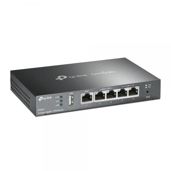 TP-Link - ER605 - SafeStream Gigabit Multi-WAN VPN Router, 1 Gigabit WAN port + 3 Gigabit WAN/LAN ports + 1 Gigabit LAN port, 20 IPsec VPN Tunnels, Supports up to 20? LAN-to-LAN IPsec, 16x OpenVPN, 16 [ER605]