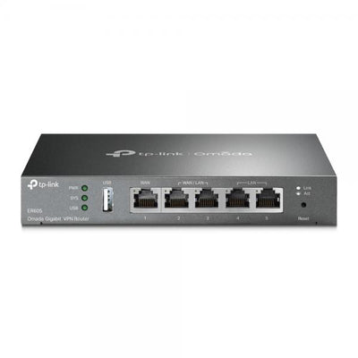 TP-Link - ER605 - SafeStream Gigabit Multi-WAN VPN Router, 1 Gigabit WAN port + 3 Gigabit WAN/LAN ports + 1 Gigabit LAN port, 20 IPsec VPN Tunnels, Supports up to 20? LAN-to-LAN IPsec, 16x OpenVPN, 16 [ER605]