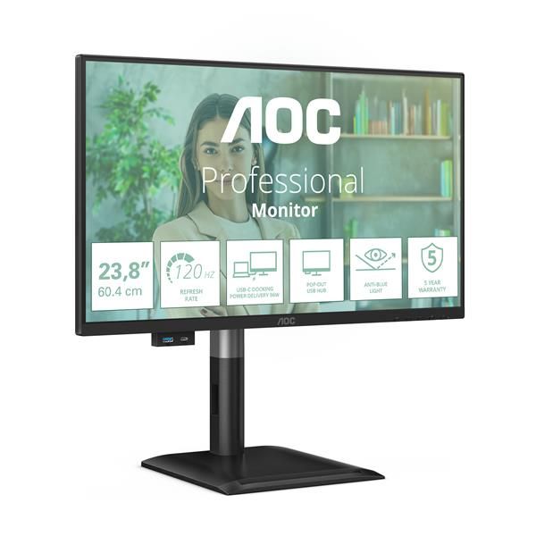 AOC MONITOR 23,8 LED IPS FHD 16:9 120Hz, REG ALTEZZA, USB-C [24P4CV]