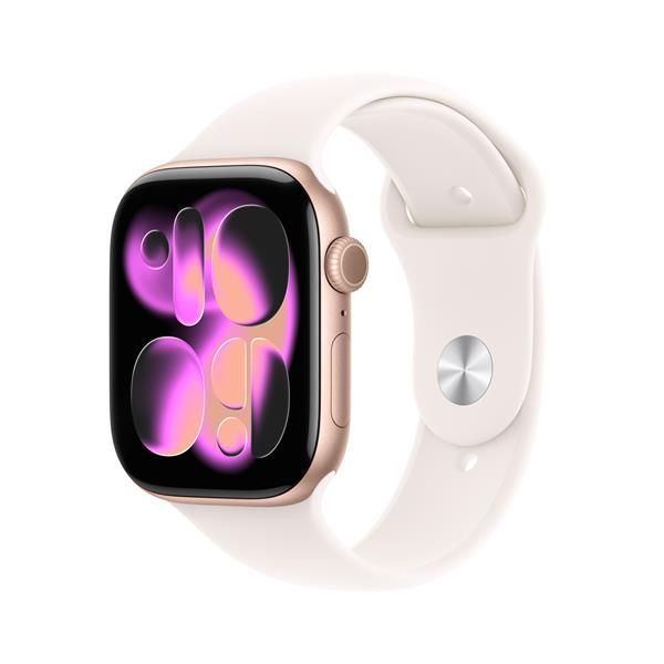 APPLE WATCH SERIES 11GPS E CELLULAR 46MM ROSE GOLD ALUMINIUM CASE WITH LIGHT BLUSH SPORT BAND, S/M [MFCG4QL/A]