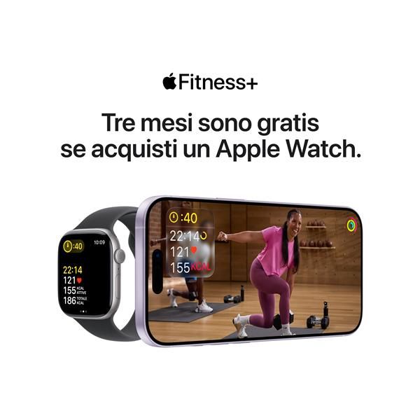Apple Watch SE 3 GPS + Cellular, Cassa 40 mm in alluminio mezzanotte con Cinturino Sport mezzanotte - M/L [MEPC4QL/A]