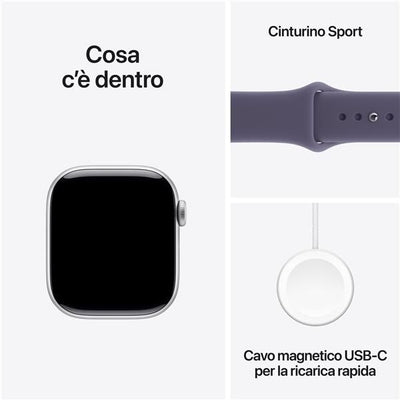 APPLE WATCH SERIES 11GPS42MMSILVER ALUMINIUM CASE WITH PURPLE FOG SPORT BAND, M/L [MEU74QL/A]