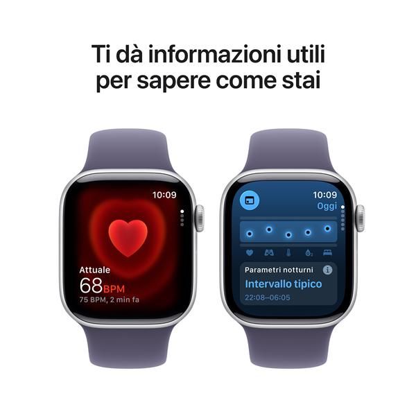 APPLE WATCH SERIES 11GPS42MMSILVER ALUMINIUM CASE WITH PURPLE FOG SPORT BAND, M/L [MEU74QL/A]