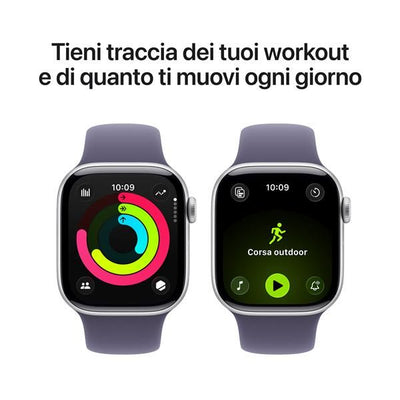 APPLE WATCH SERIES 11GPS42MMSILVER ALUMINIUM CASE WITH PURPLE FOG SPORT BAND, M/L [MEU74QL/A]