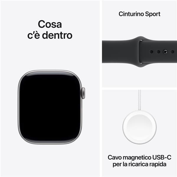 APPLE WATCH SERIES 11GPS46MMSPACE GREY ALUMINIUM CASE WITH BLACK SPORT BAND, M/L [MEV44QL/A]